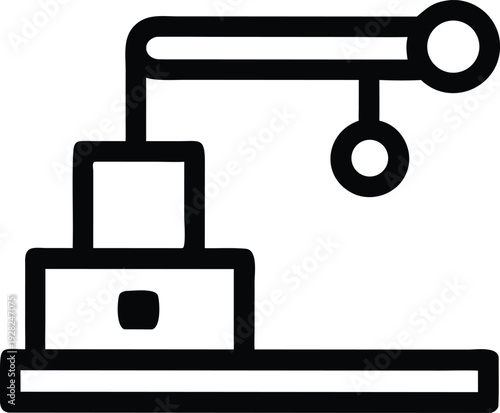 Industrial robotic arm outline icon representing manufacturing and automation technology