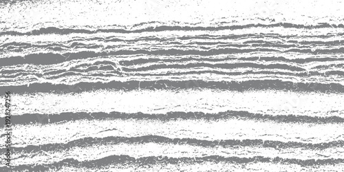 Abstract gray and white horizontal wavy textured stripes with granular detail