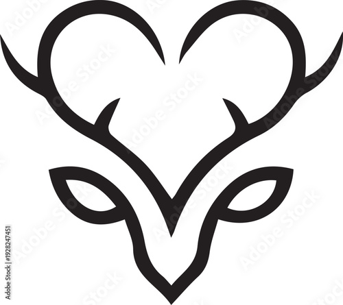 Stylized black outline of deer antlers forming a heart shape