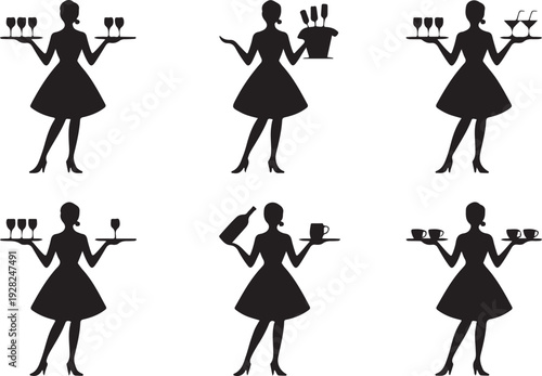 Gracious server holding two trays filled with fresh coffee cups for event attendees