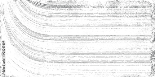 Abstract grey curved lines and horizontal stripes texture with distressed effect white background
