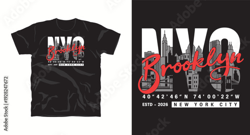 Brooklyn nyc city skyline graphic design t-shirt illustration