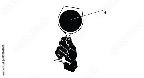 Artistic Silhouette Of A Hand Holding A Glass Of Red Wine With A Single Droplet Suspended On A Fine Line
