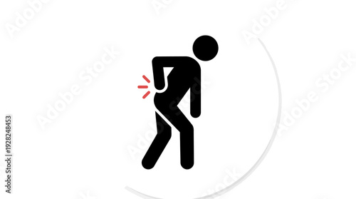 Back Pain Icon Depicting a Person Clutching Their Lower Back in Discomfort