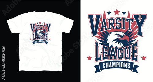 Varsity league champions eagle mascot graphic design