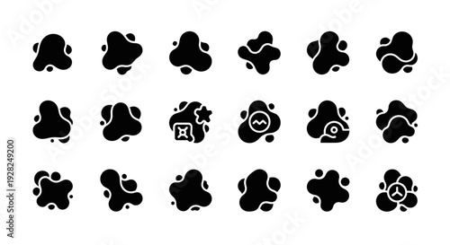 Abstract black blotch shapes set, organic forms