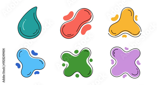 Abstract fluid shapes collection, colorful design elements