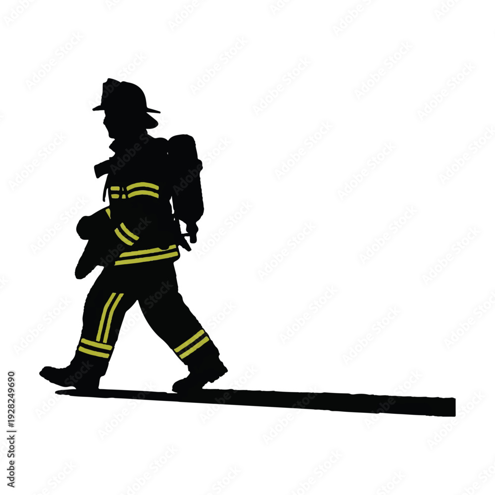 Fototapeta premium Firefighter Rescue Silhouettes Collection – Emergency Service Vector Set