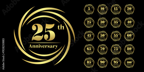 Wallpaper Mural Set of golden anniversary celebration logos. Includes 5, 10, 15, 20, 25, 30, 35, 40, 45, 50, 55, 60, 65, 70, 75, 80, 85, 90, 95, and 100 years. Torontodigital.ca