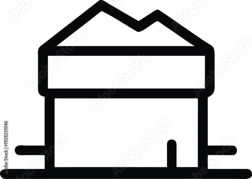 Minimalist House Icon Featuring a Unique Roofline Design Representing Real Estate Property