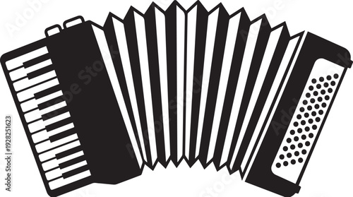 Piano Accordion Silhouettes Front View Musical Instrument Icon