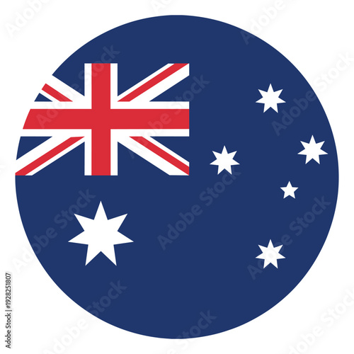 australia flag round icon isolated on white background, australian national symbol and country identity flat design illustration