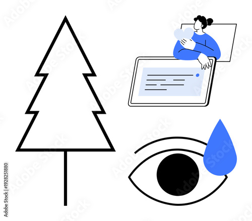 Environmental awareness. ion of nature, technology, and human emotions sustainability, emotional engagement, and technological interaction. Ideal for awareness campaigns, education, technology