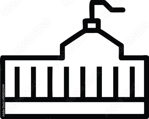 Minimalist Outline of a Prominent Government Building Representing Legislative Power and Democracy