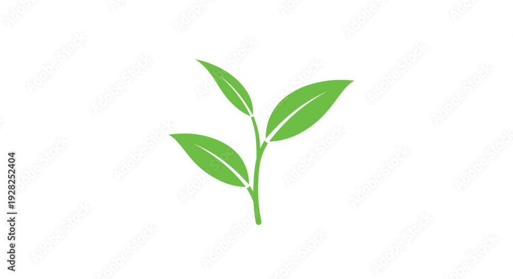 Fototapeta premium green leaf branch icon in simple flat style environmental nature design