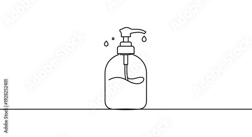hand drawn liquid soap dispenser with drops outline minimalism