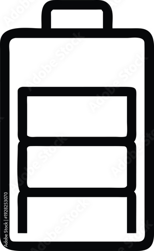 Modern flat line battery symbol depicting optimal power status for devices