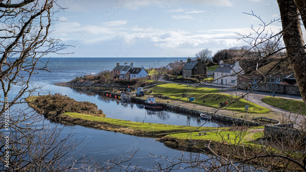 Fototapeta premium Brora harbour in Sutherland in the Highlands