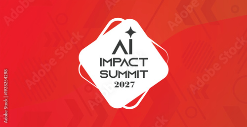 A professional event banner featuring the "AI Impact Summit" logo on a fluid, abstract background with modern geometric patterns