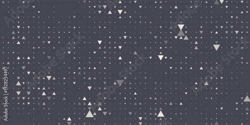 Triangular Halftone Texture Retrowave Vector Geometric Technology Abstract Background. Half Tone Triangles Retro Colored Pattern.