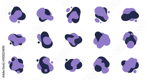 Abstract fluid shapes, organic elements set