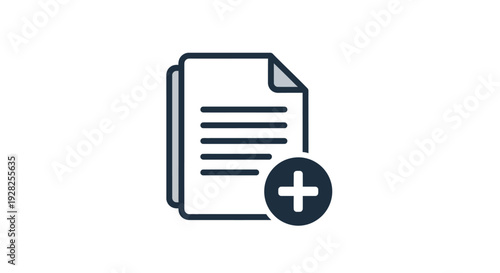 Document icon with a plus sign simple dark outline silhouette
