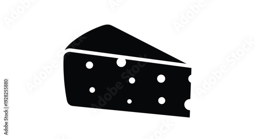 A black silhouette of a swiss cheese wedge with distinct holes