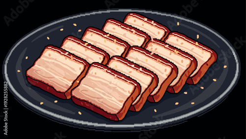 slices of bread on a plate hand drawn digital art style food illustration
