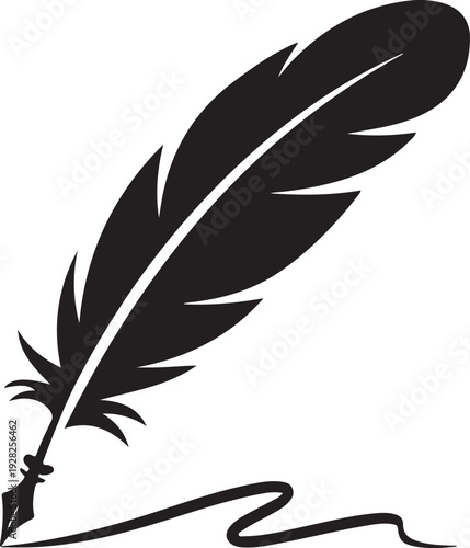 Feather quill pen signature flat icon for apps and websites