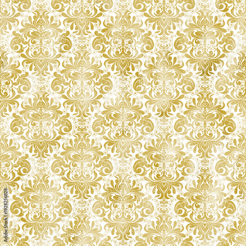 Gold Foil Seamless Damask Overlay Transparent Background