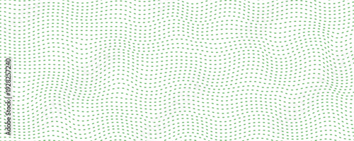 Abstract seamless pattern with undulating green dashed lines on a white background, creating an organic, wavy texture perfect for modern design projects.