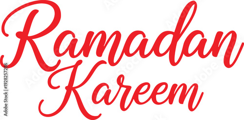 Red cursive text Ramadan Kareem