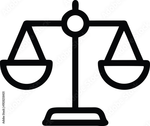Outline Icon Clearly Depicting Unbalanced Scales of Justice Representing Inequality