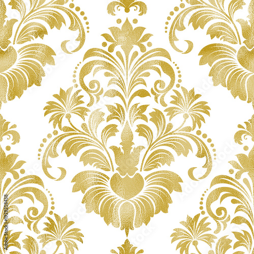 Gold Foil Seamless Damask Overlay Transparent Background