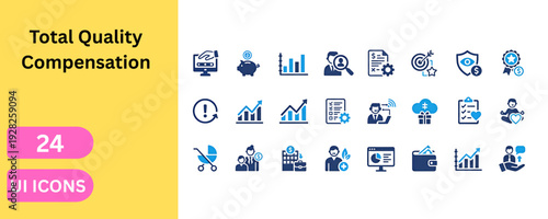 Corporate payment systems and strategic quality finance icons. Salary increase, piggy bank, target, reward, business growth, document, wallet, profit