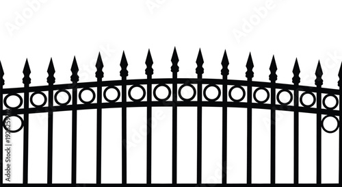 Elegant wrought iron gate design with a striking black silhouette