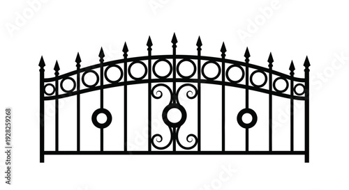 Ornate black metal gate design with decorative elements a striking silhouette