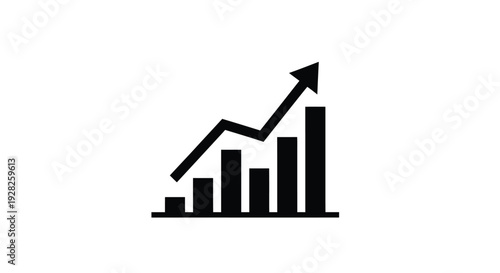 Black graphic representing increasing data trends a financial growth silhouette