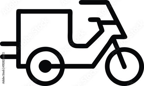 Outline Icon of a Three Wheeled Cargo Bicycle for Efficient Local Parcel Delivery