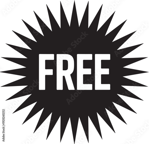 Free icon. Black freebie sign. Offer label tag design.