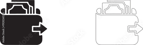 Cash out vector icon. Withdraw money symbol. Payout sign.