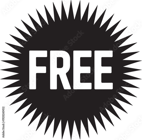 Free icon. Black freebie sign. Offer label tag design.