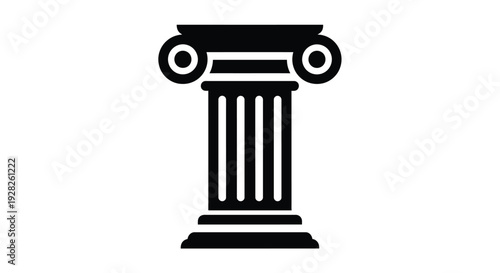 Classical column design a black shape against a white background silhouette