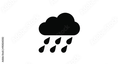 A dark cloud with raindrops falling presented as a silhouette