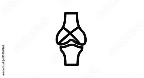 Simple line drawing of a human knee joint black and white silhouette