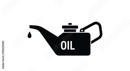 Simple black oil can graphic with a droplet a bold silhouette
