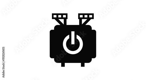 Black television with power button minimalist design silhouette