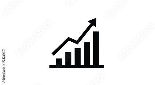 Black graphic of a rising bar chart representing growth silhouette