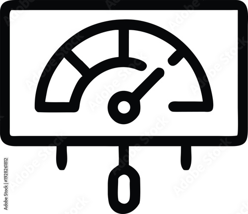 Performance measurement gauge displaying progress and levels with a diagnostic indicator