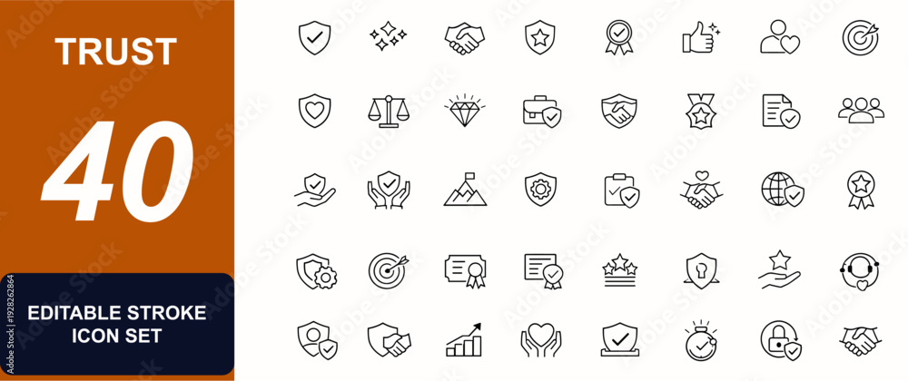 Φωτογραφία Trust web icons in line style